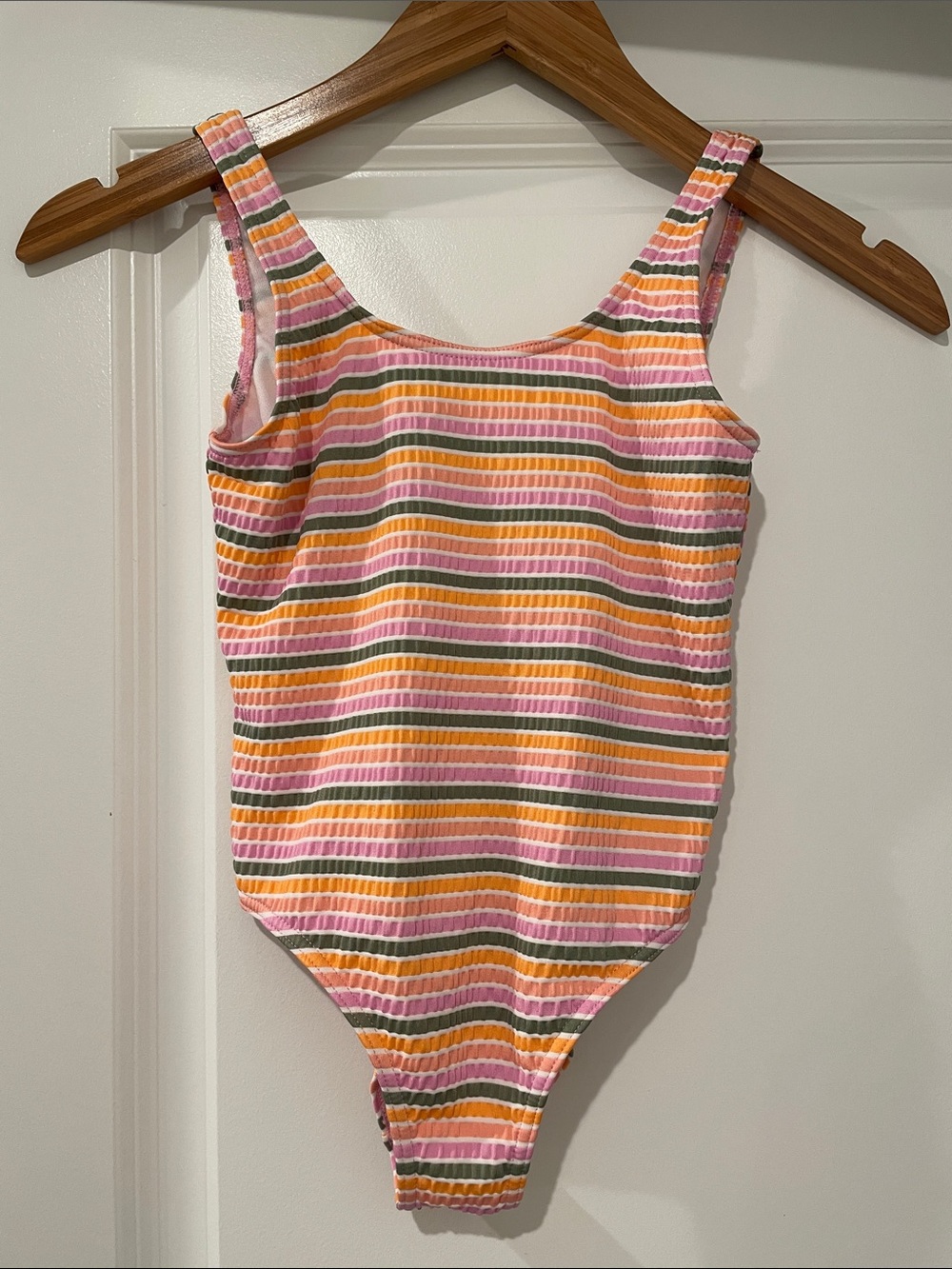 Roxy Striped Pink & Orange Girls' One-Piece Swimsuit size 10